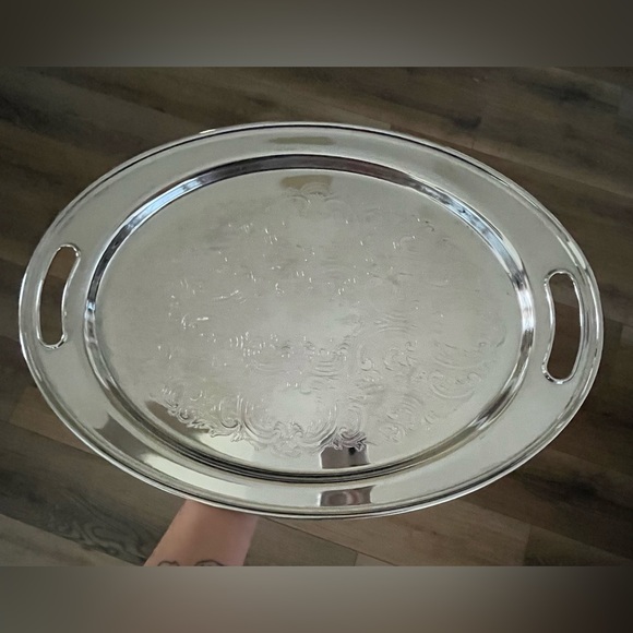 SHELTON WARE NYC Vintage Silver Chrome Oval Tray - Picture 2 of 7